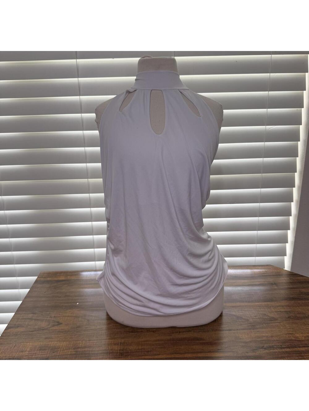 California Grown White Halter Neck Top with Keyhole Cutout